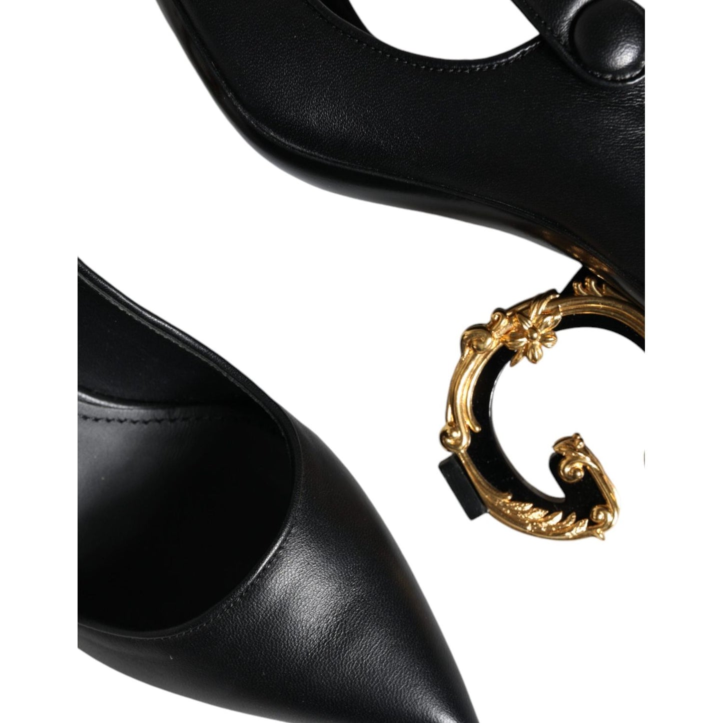 Dolce & Gabbana Black Leather Logo Heels Mary Janes Pumps Shoes Dolce & Gabbana Black