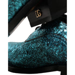 Dolce & Gabbana Blue Leather Derby Block Heels Dress Shoes MV5593-43