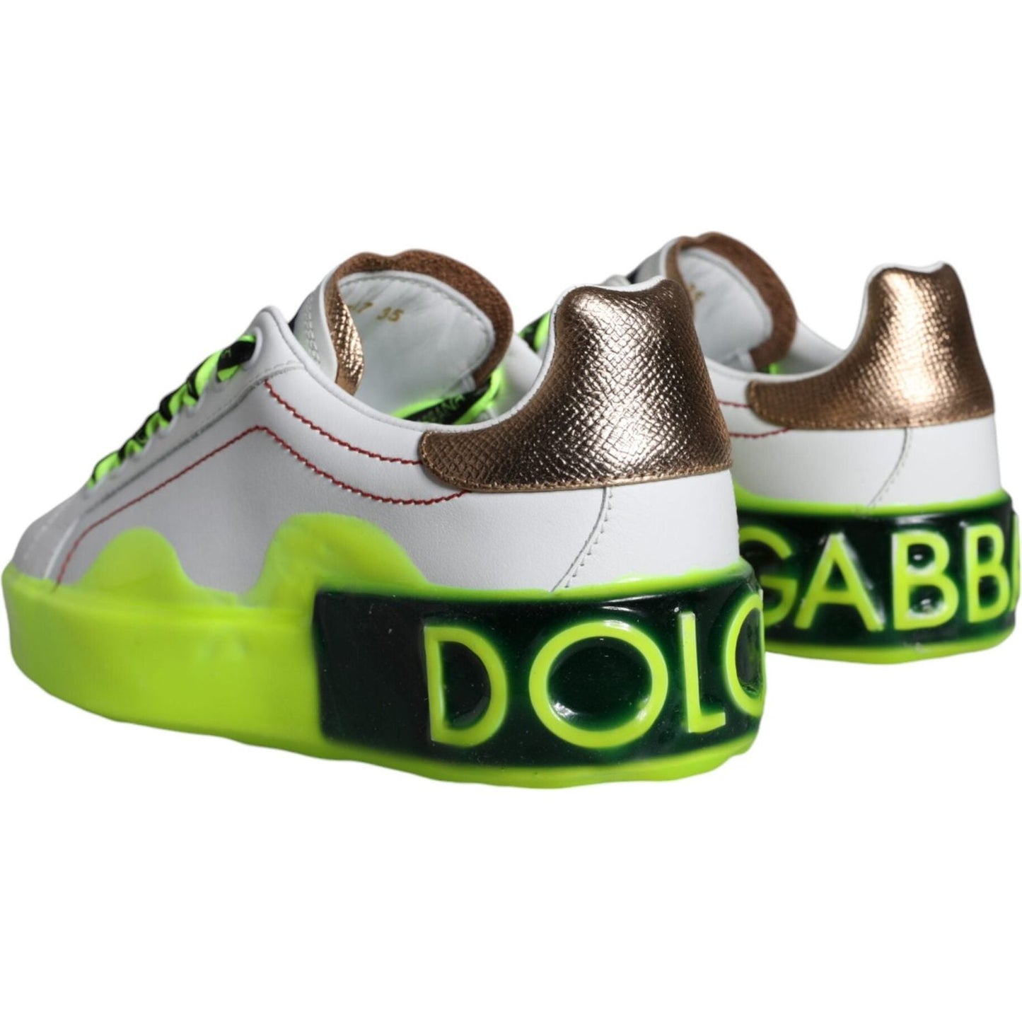 Dolce & Gabbana White Leather Portofino Low Top Sneakers Shoes Dolce & Gabbana Gray