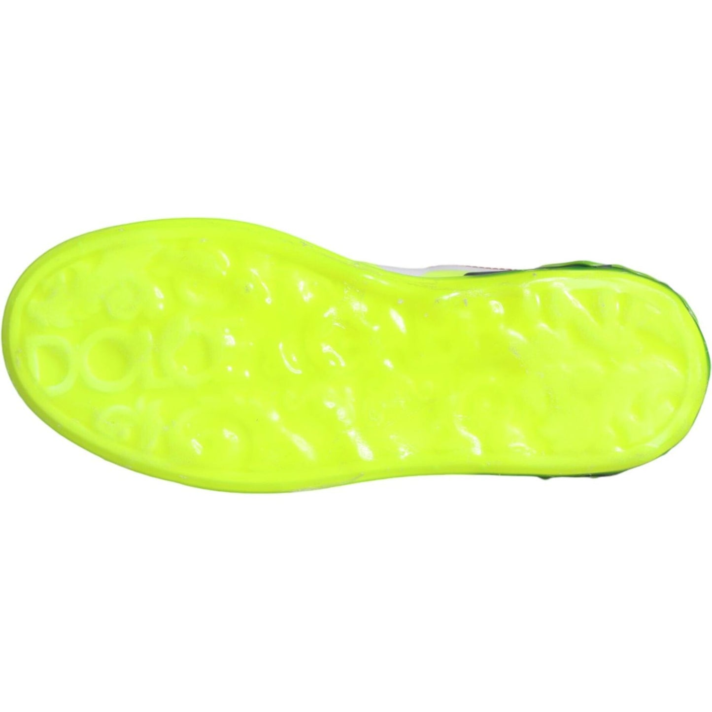 Dolce & Gabbana White Leather Portofino Low Top Sneakers Shoes Dolce & Gabbana Green Yellow