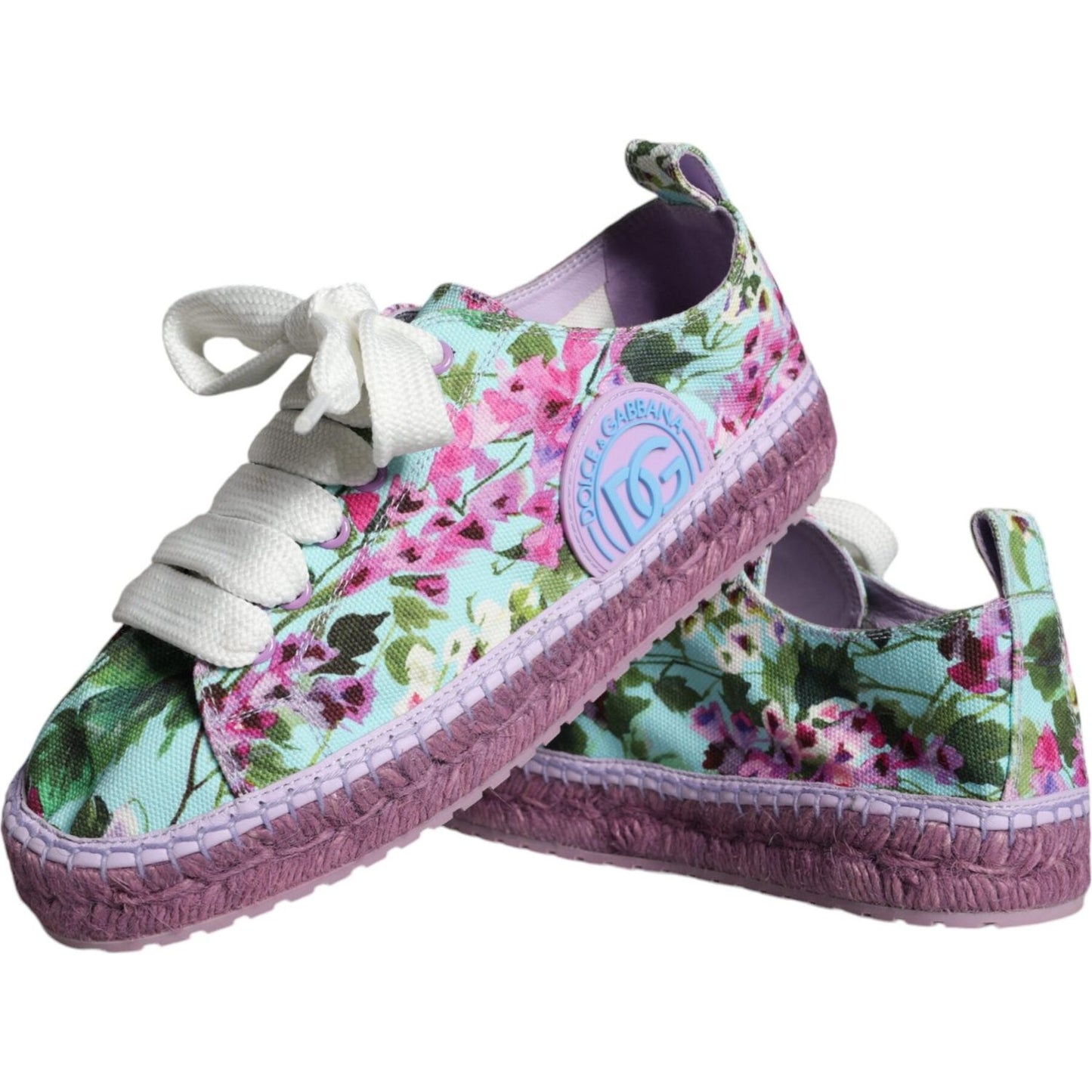 Dolce & Gabbana Multicolor Canvas Floral Espadrilles Sneakers Shoes Dolce & Gabbana Dark Gray