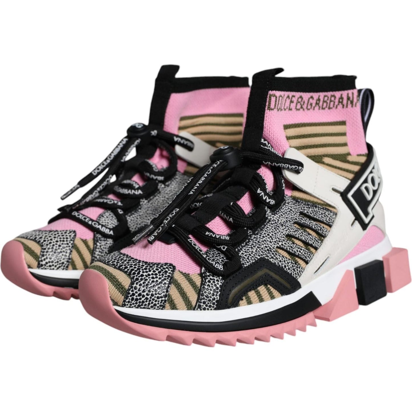 Dolce & Gabbana Multicolor Sorrento Socks Logo Sneakers Shoes Dolce & Gabbana Thistle