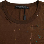 Dolce & Gabbana Brown Color Splash Cotton Crew Neck T-shirt TSH86401-48