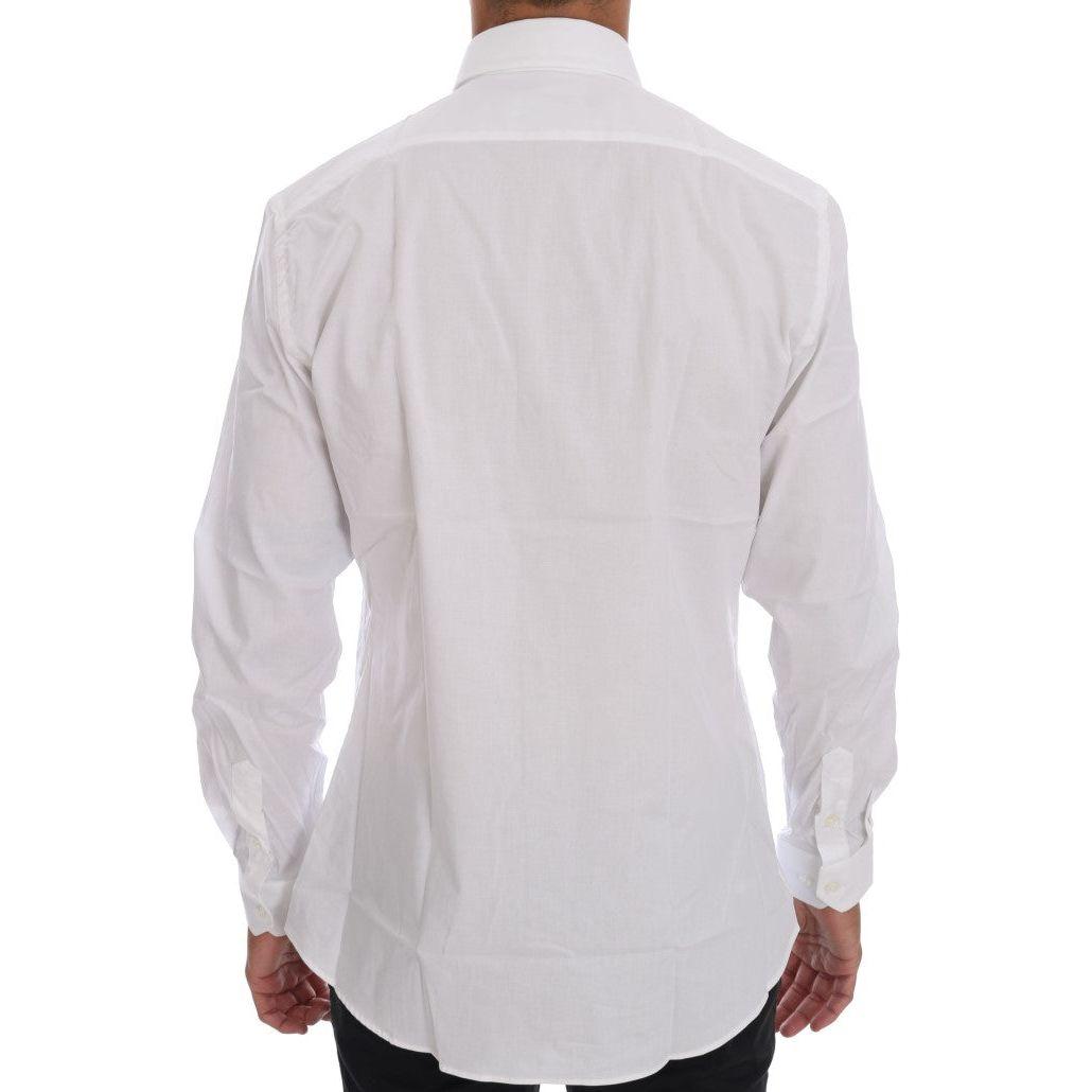 Moschino Elegant White Slim-Fit Cotton Shirt Moschino Light Gray