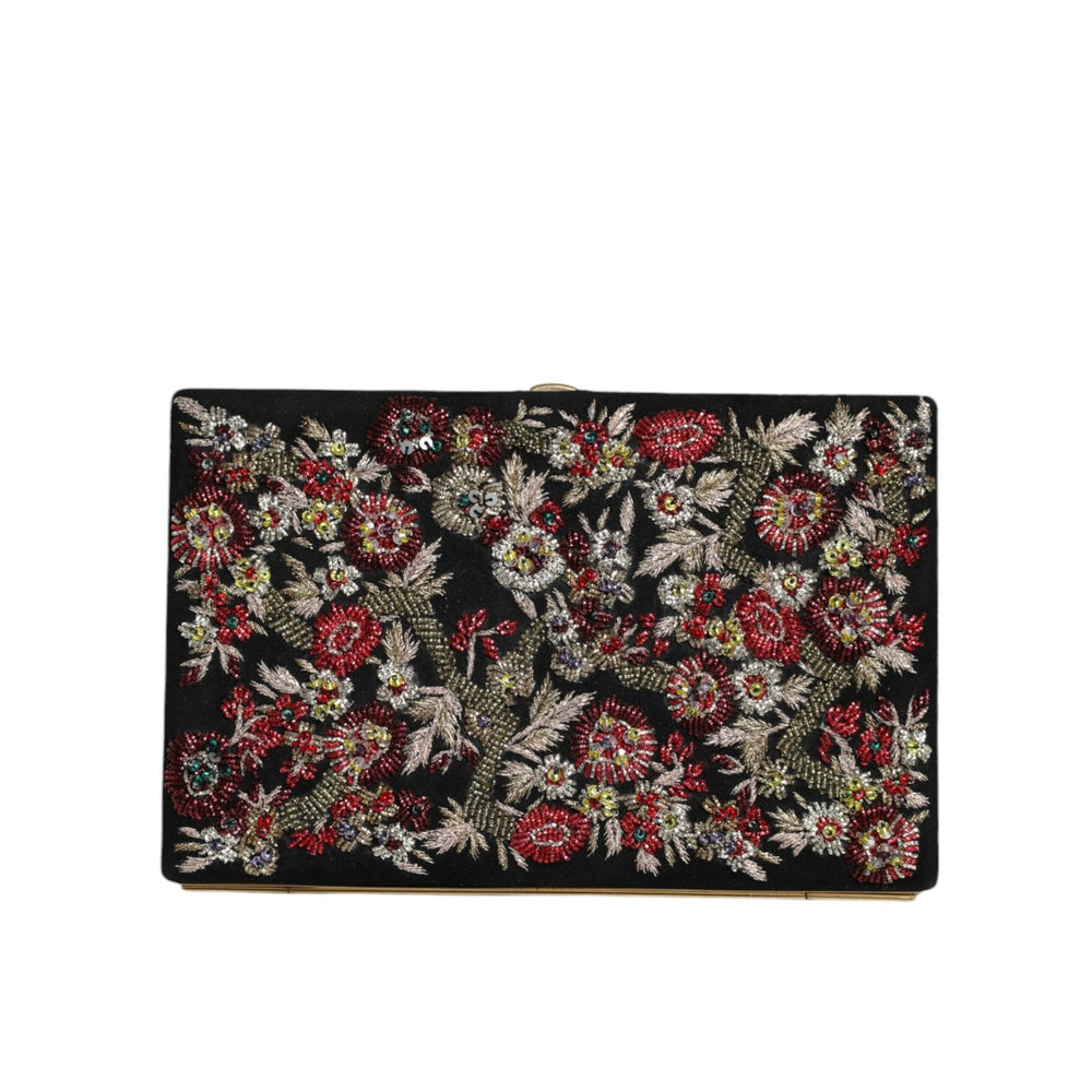Dolce & Gabbana Multicolor Floral Gold Frame Clutch Evening Purse Bag BAG1525
