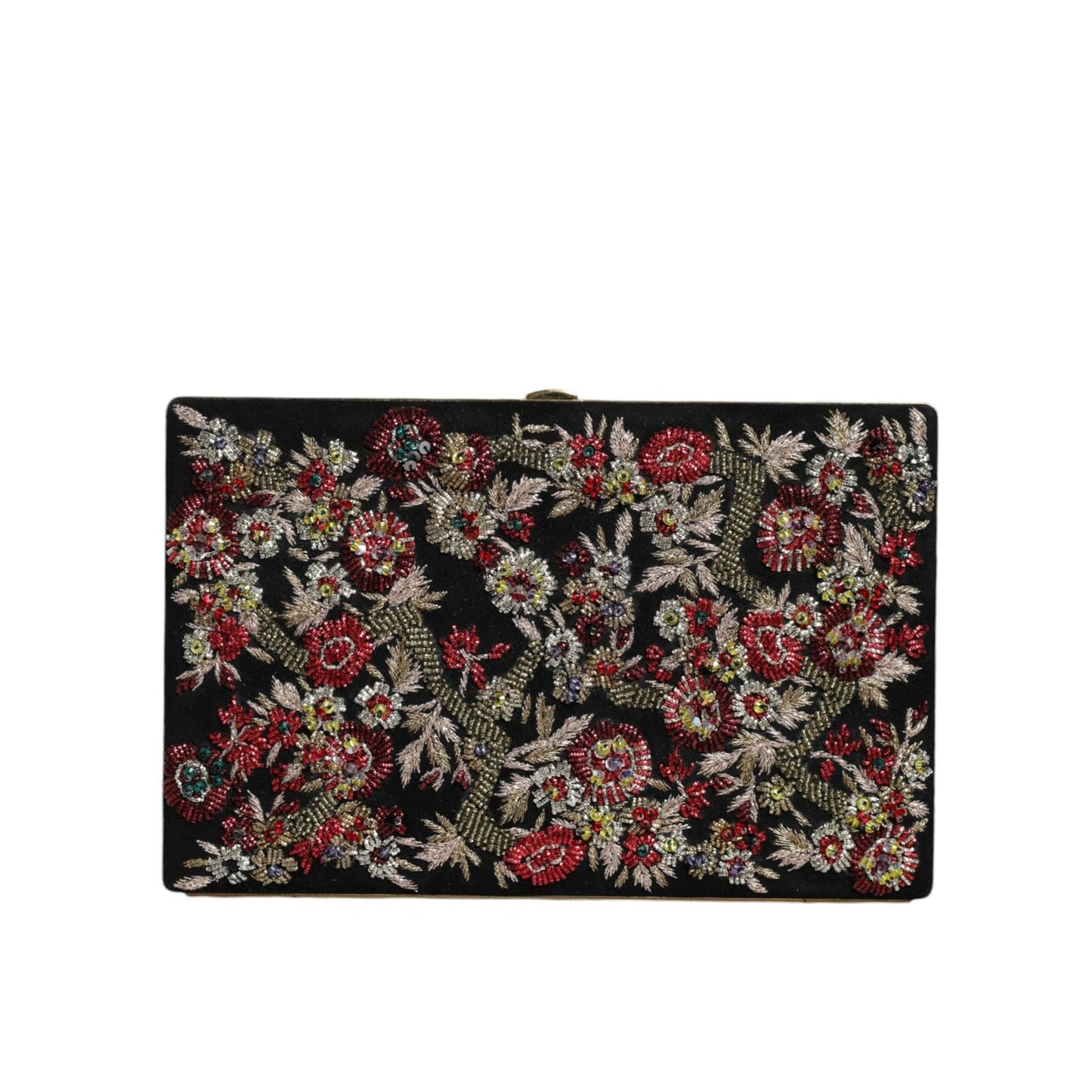 Dolce & Gabbana Multicolor Floral Gold Frame Clutch Evening Purse Bag BAG1525