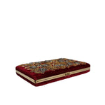 Dolce & Gabbana Red Velvet Gold Frame Clutch Evening Party Purse Bag BAG1530