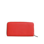 MSGM Red Leather Continental Zip Around Card Holder Bifold Clutch Wallet BAG1561