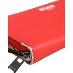 MSGM Red Leather Continental Zip Around Card Holder Bifold Clutch Wallet BAG1561