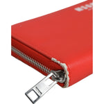 MSGM Red Leather Continental Zip Around Card Holder Bifold Clutch Wallet BAG1561