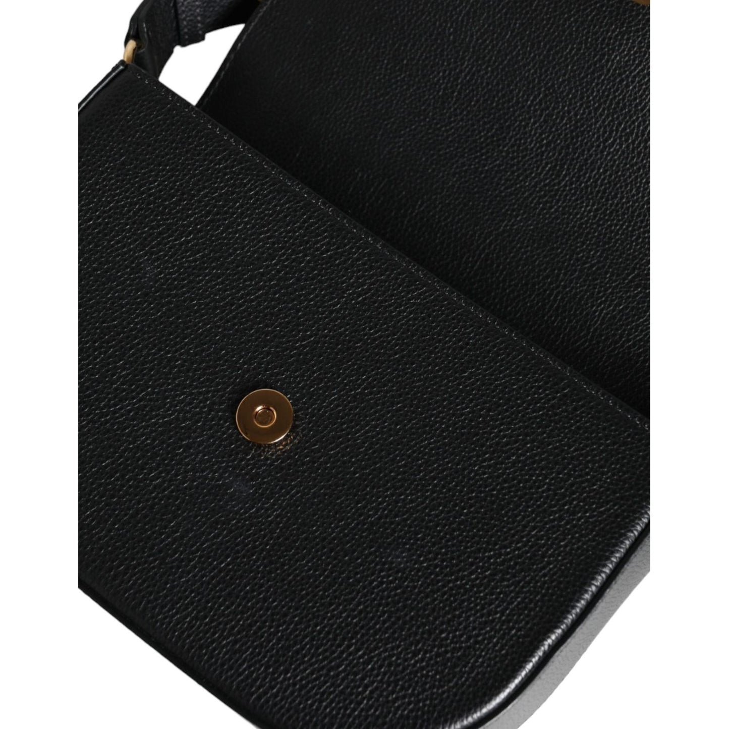 Versace Black Grainy Calf Leather Logo Crossbody Shoulder Bag Versace Black