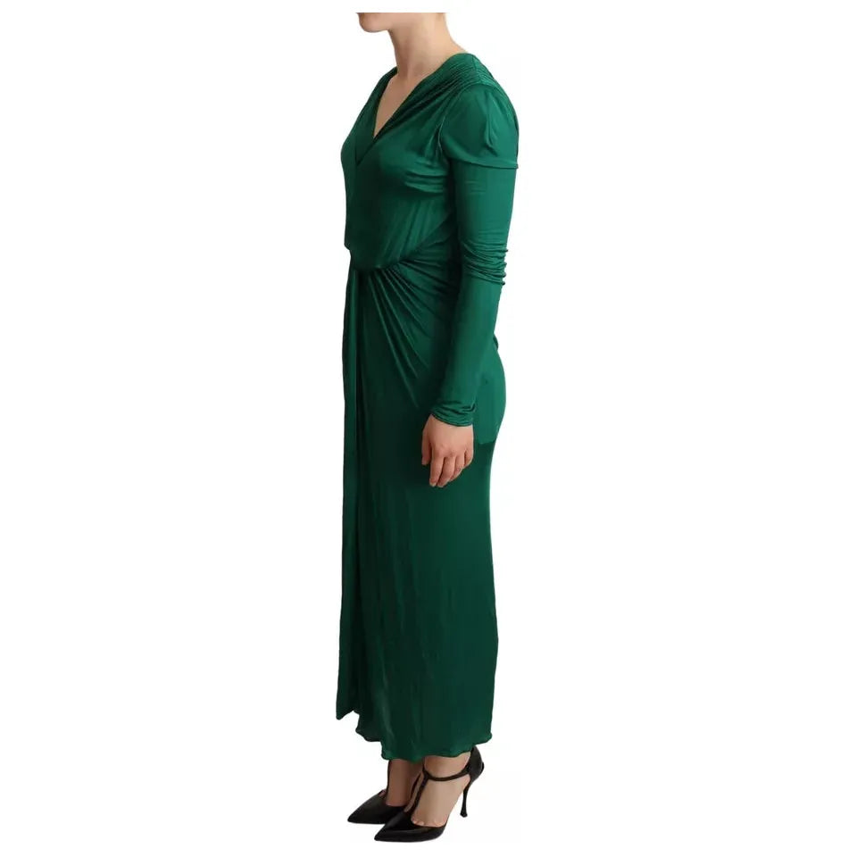 Dolce & Gabbana Dark Green Viscose Long Sleeve Midi Dress Dolce & Gabbana Black