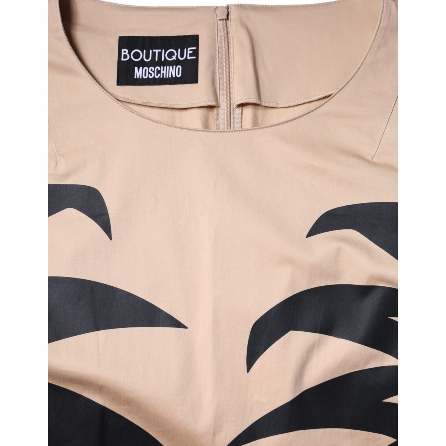Moschino Beige Cotton Short Sleeve Knee Length Dress Moschino Gray