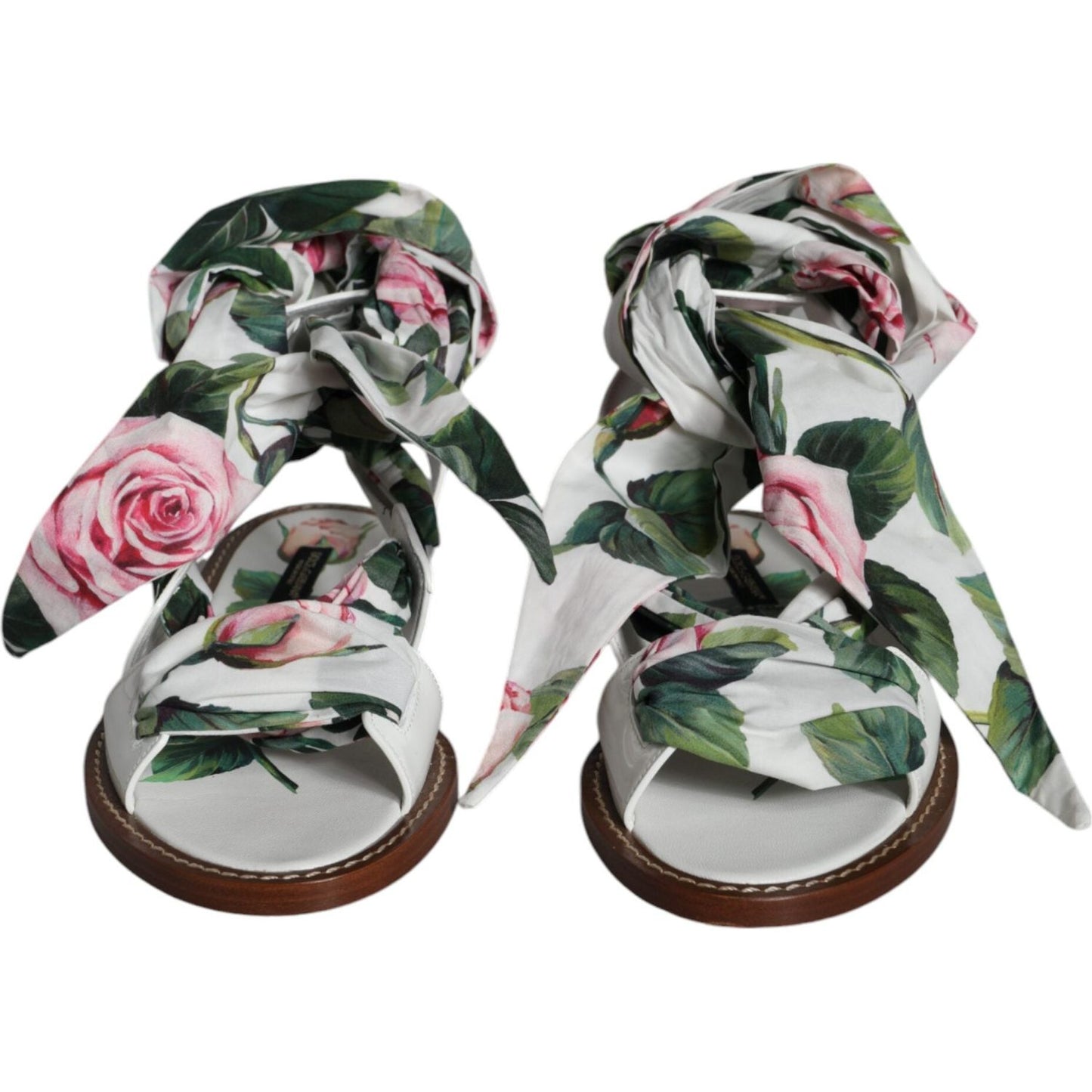 Dolce & Gabbana Multicolor Floral Print Ankle Wrap Sandals Shoes Dolce & Gabbana Gray