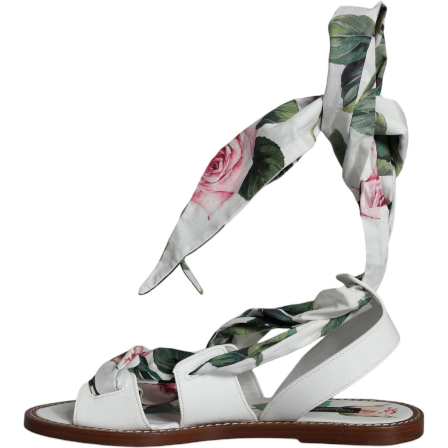 Dolce & Gabbana Multicolor Floral Print Ankle Wrap Sandals Shoes Dolce & Gabbana Gray