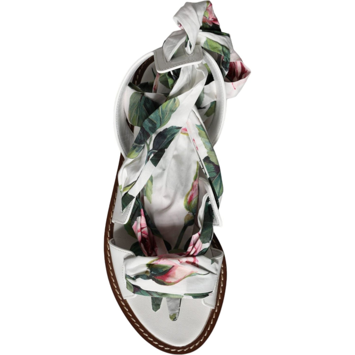 Dolce & Gabbana Multicolor Floral Print Ankle Wrap Sandals Shoes Dolce & Gabbana Gray