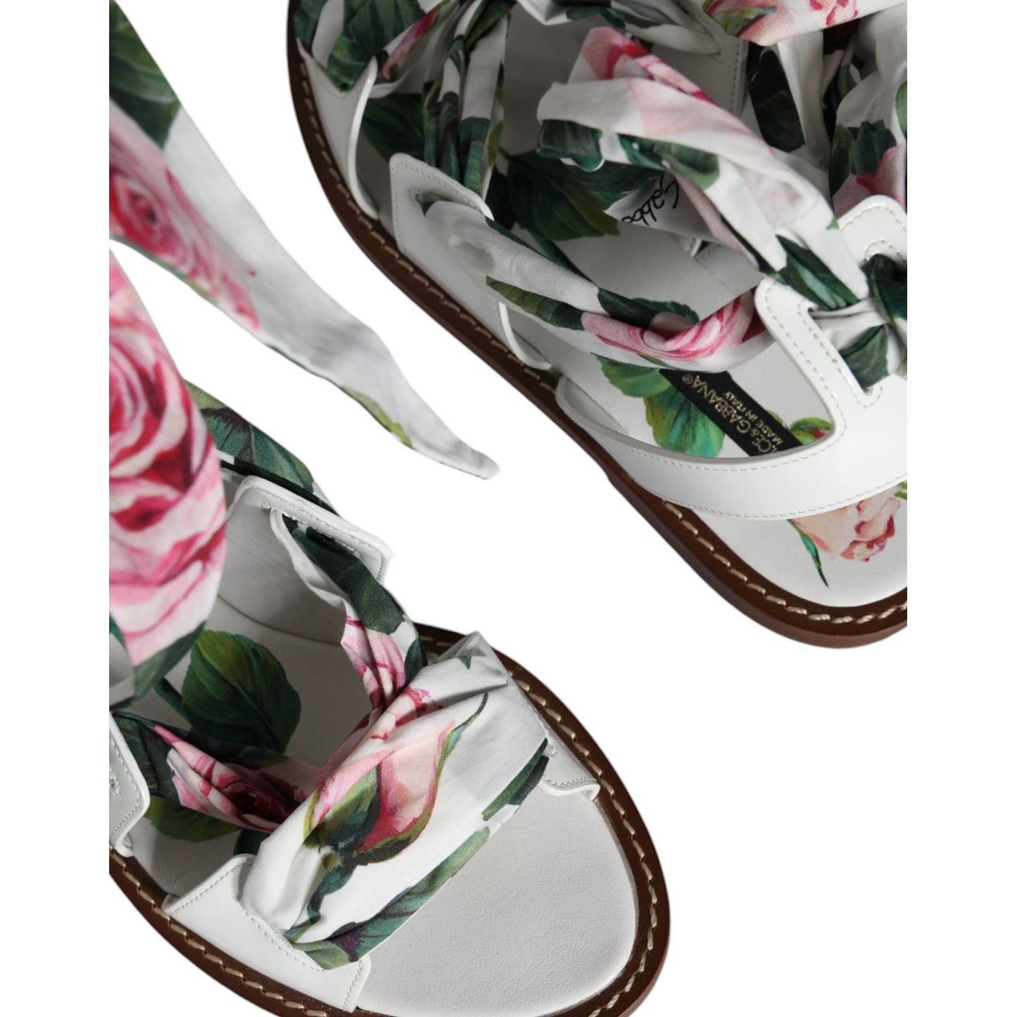 Dolce & Gabbana Multicolor Floral Print Ankle Wrap Sandals Shoes Dolce & Gabbana Gray
