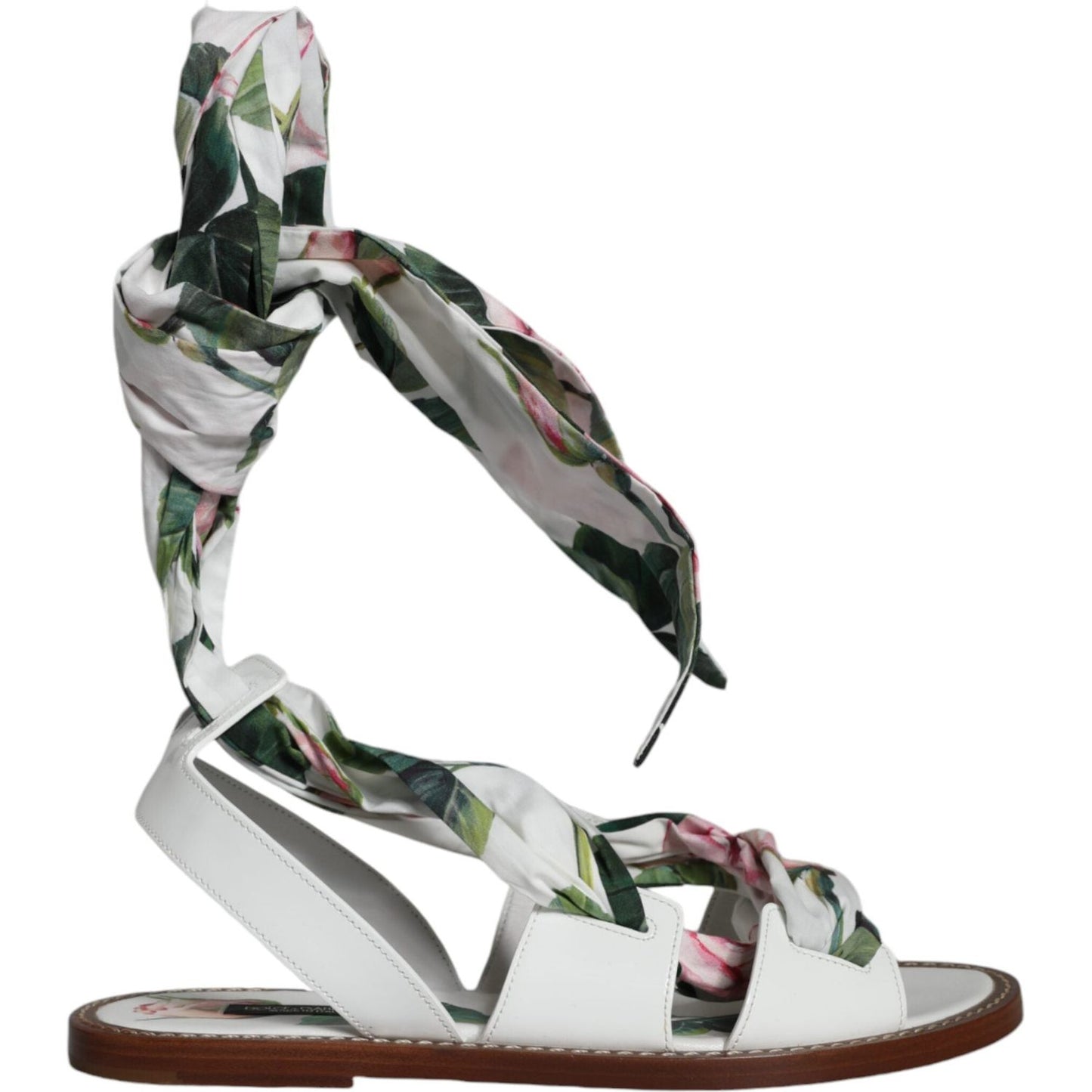 Dolce & Gabbana Multicolor Floral Print Ankle Wrap Sandals Shoes Dolce & Gabbana Gray