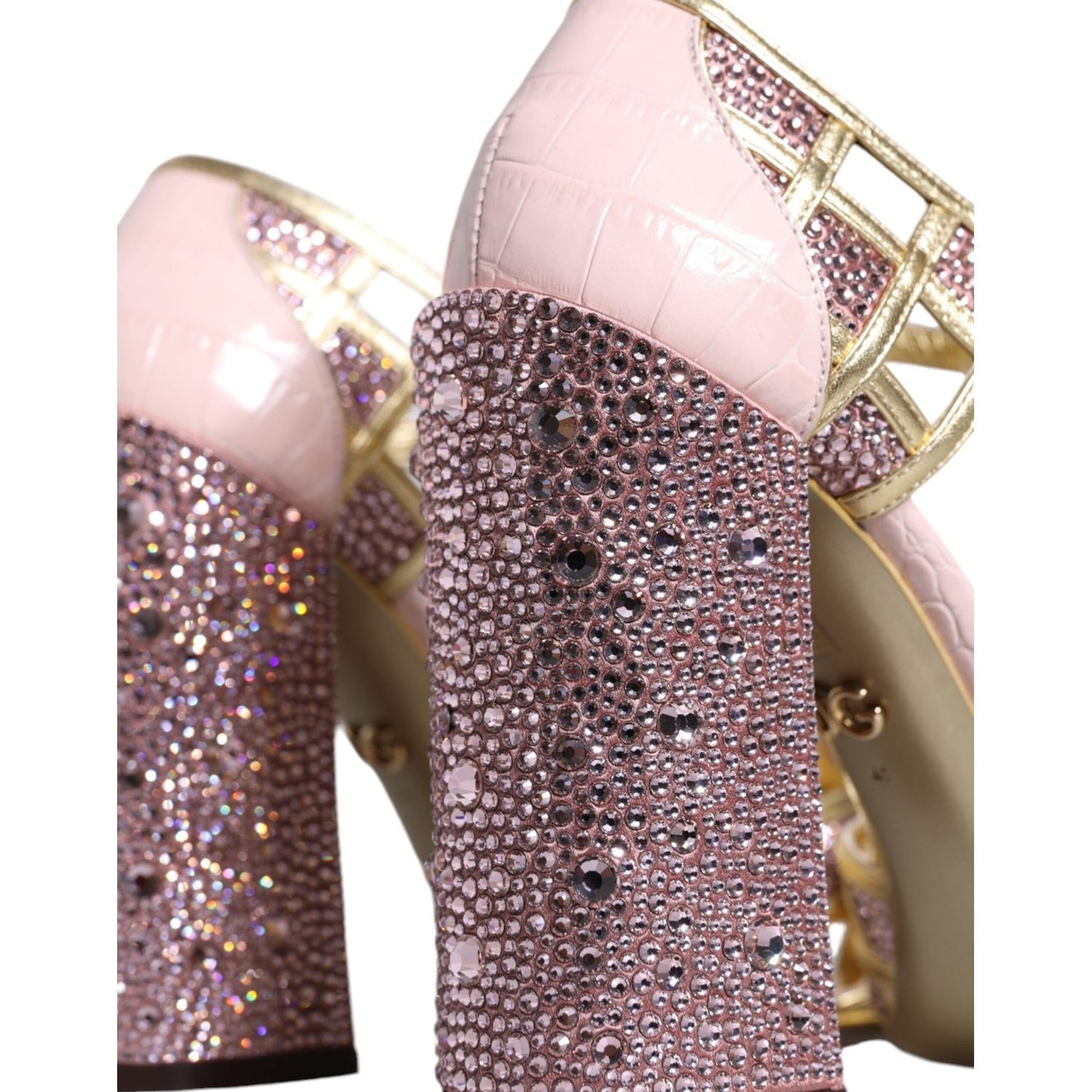 Dolce & Gabbana Pink Strass Crystals T-strap Sandals Shoes Dolce & Gabbana Rosy Brown