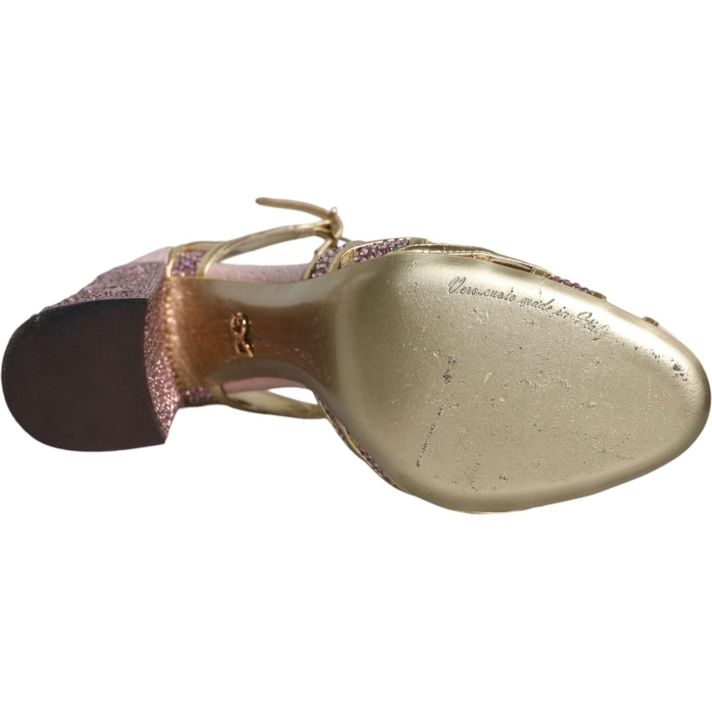 Dolce & Gabbana Pink Strass Crystals T-strap Sandals Shoes Dolce & Gabbana Rosy Brown