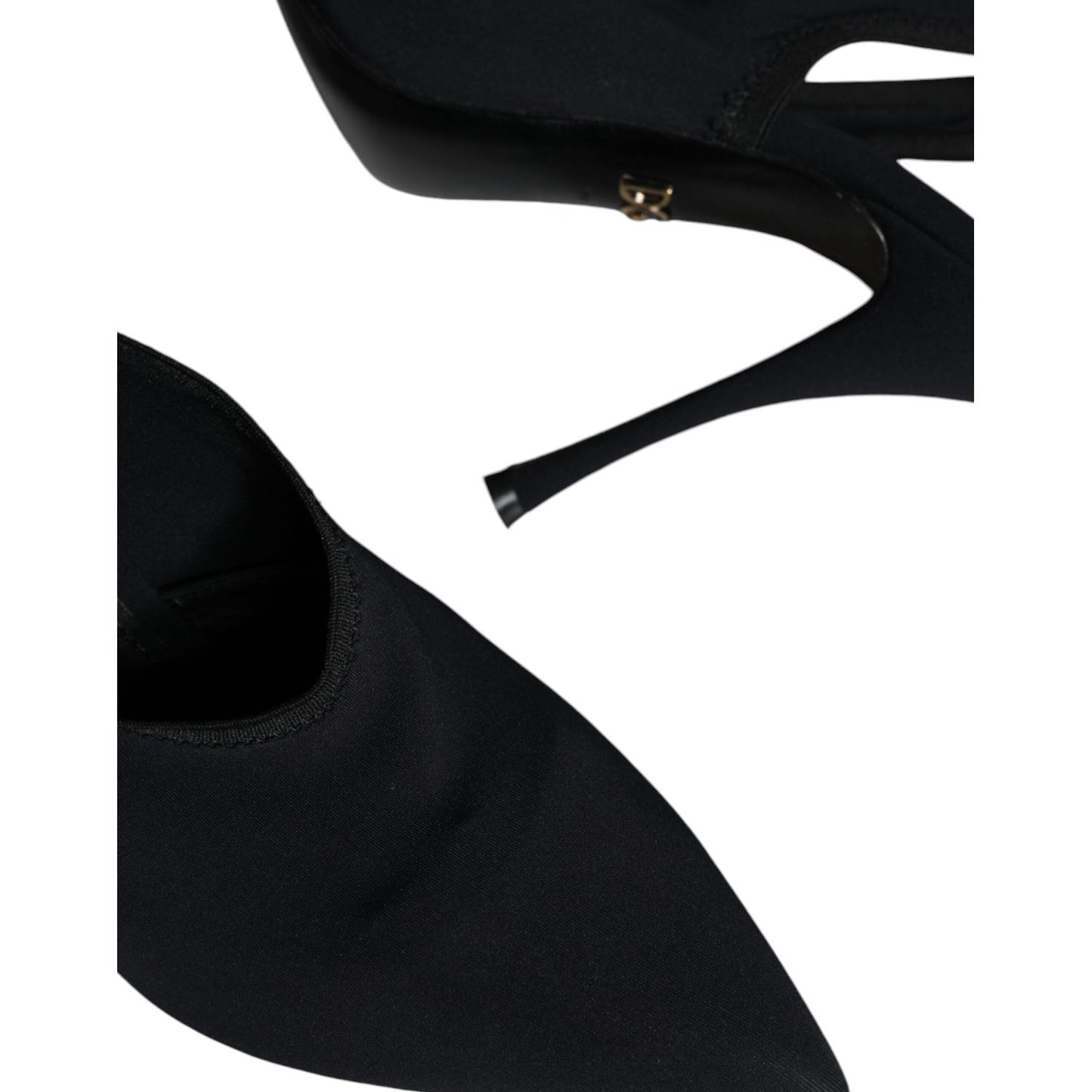 Dolce & Gabbana Black Jersey Stretch Heels Slingback Shoes Dolce & Gabbana Black