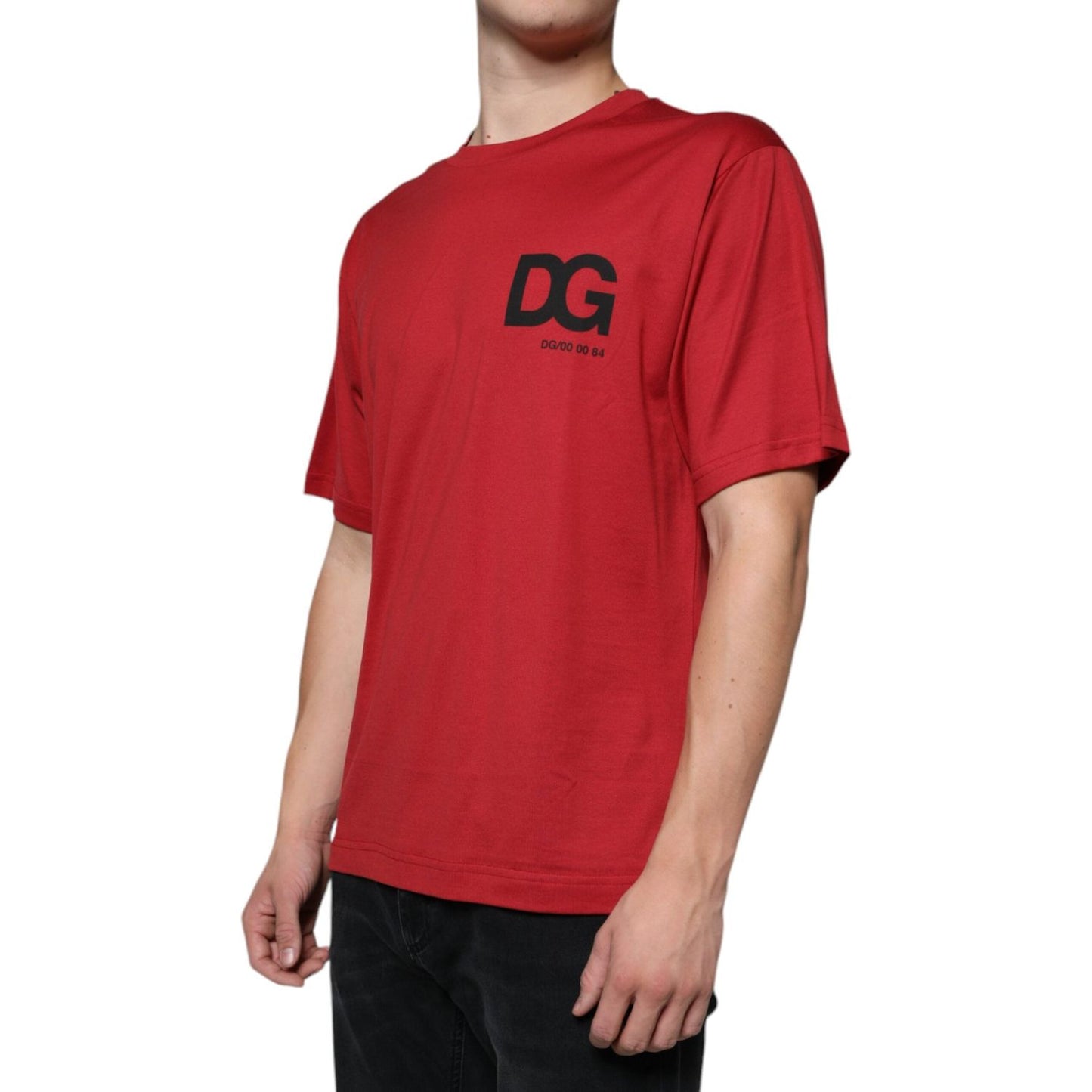 Dolce & Gabbana Red Cotton DG Logo Print Crew Neck T-shirt TSH86658-48