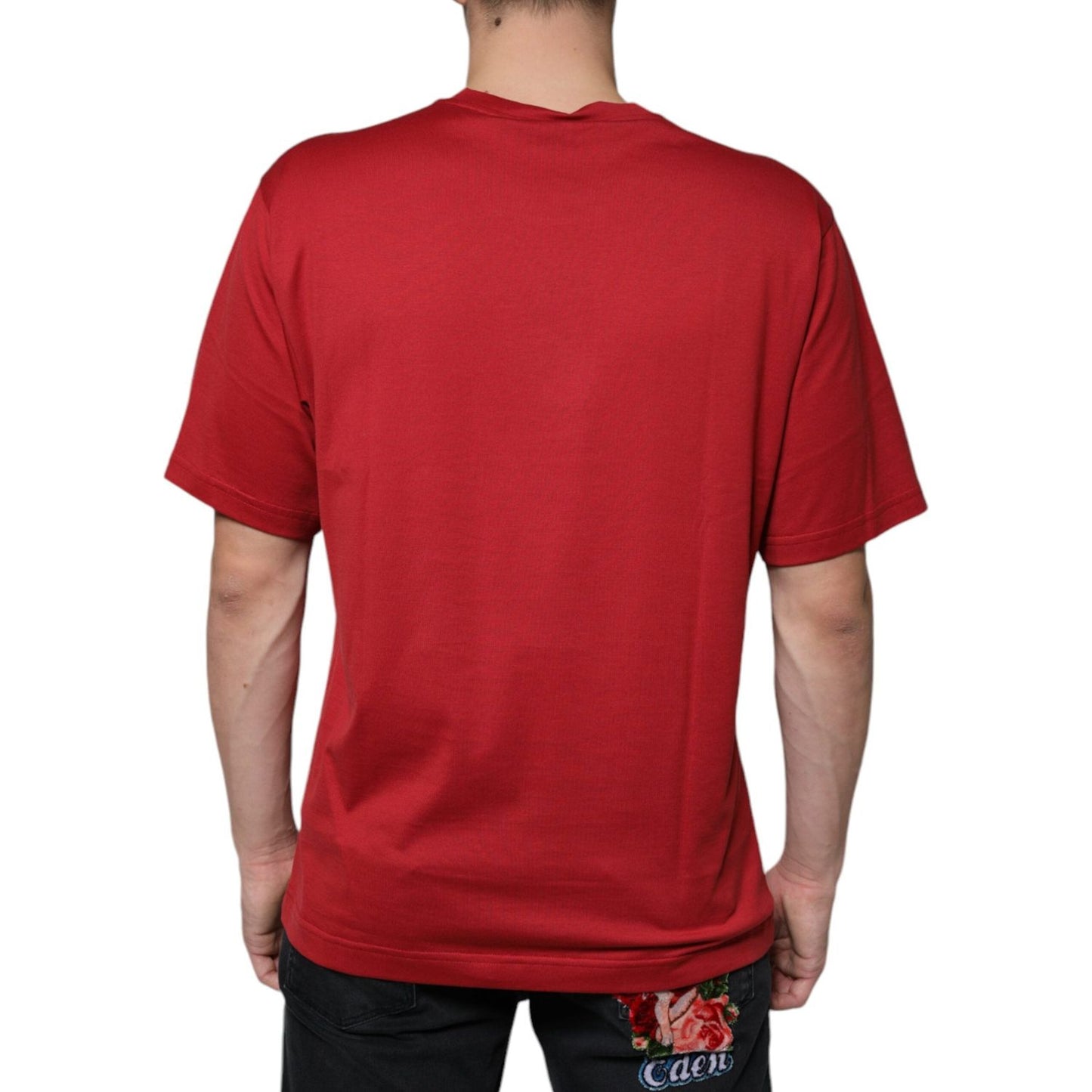 Dolce & Gabbana Red Cotton DG Logo Print Crew Neck T-shirt TSH86658-48