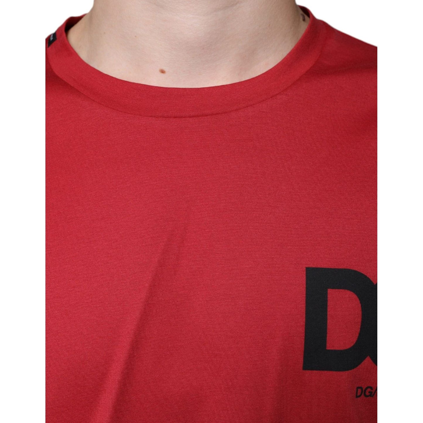Dolce & Gabbana Red Cotton DG Logo Print Crew Neck T-shirt TSH86658-48