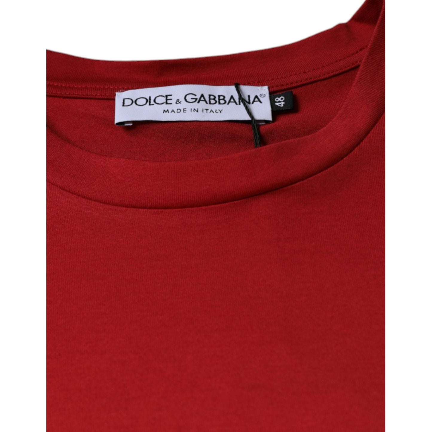 Dolce & Gabbana Red Cotton DG Logo Print Crew Neck T-shirt TSH86658-48