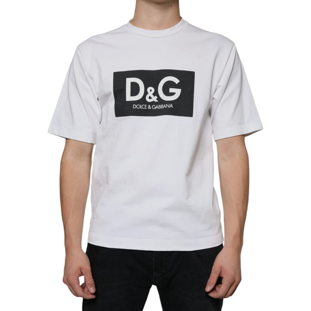 Dolce & Gabbana White Cotton DG Logo Print Casual T-shirt TSH86665-44