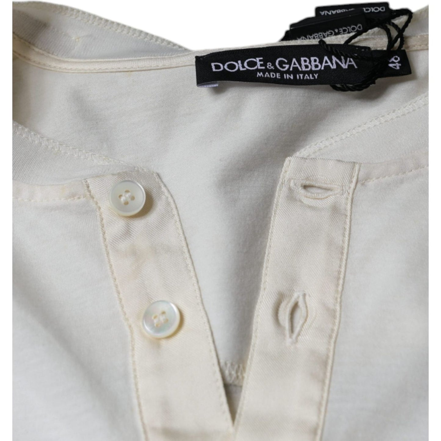 Dolce & Gabbana Off White Cotton Short Sleeves T-shirt TSH86676-44