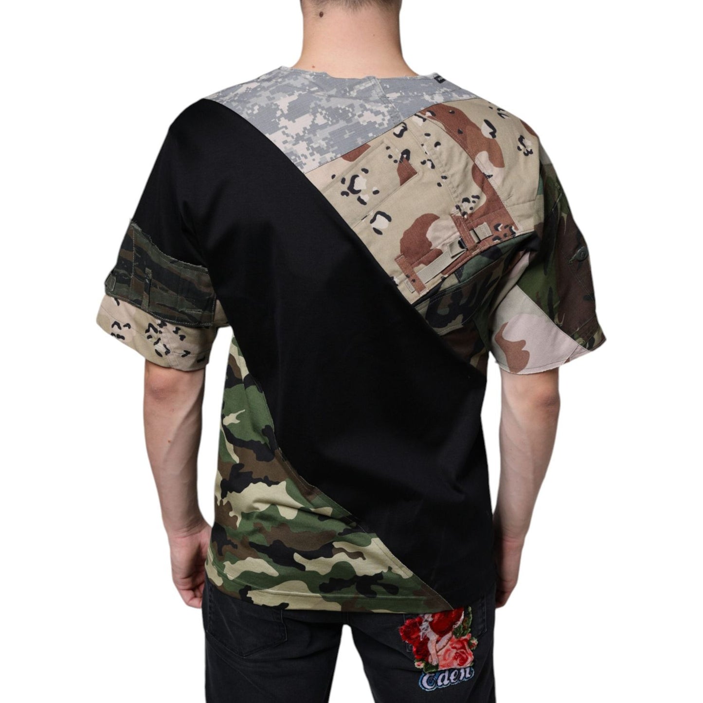 Dolce & Gabbana Multicolor Camouflage Patchwork DG Royal T-shirt TSH87087-46