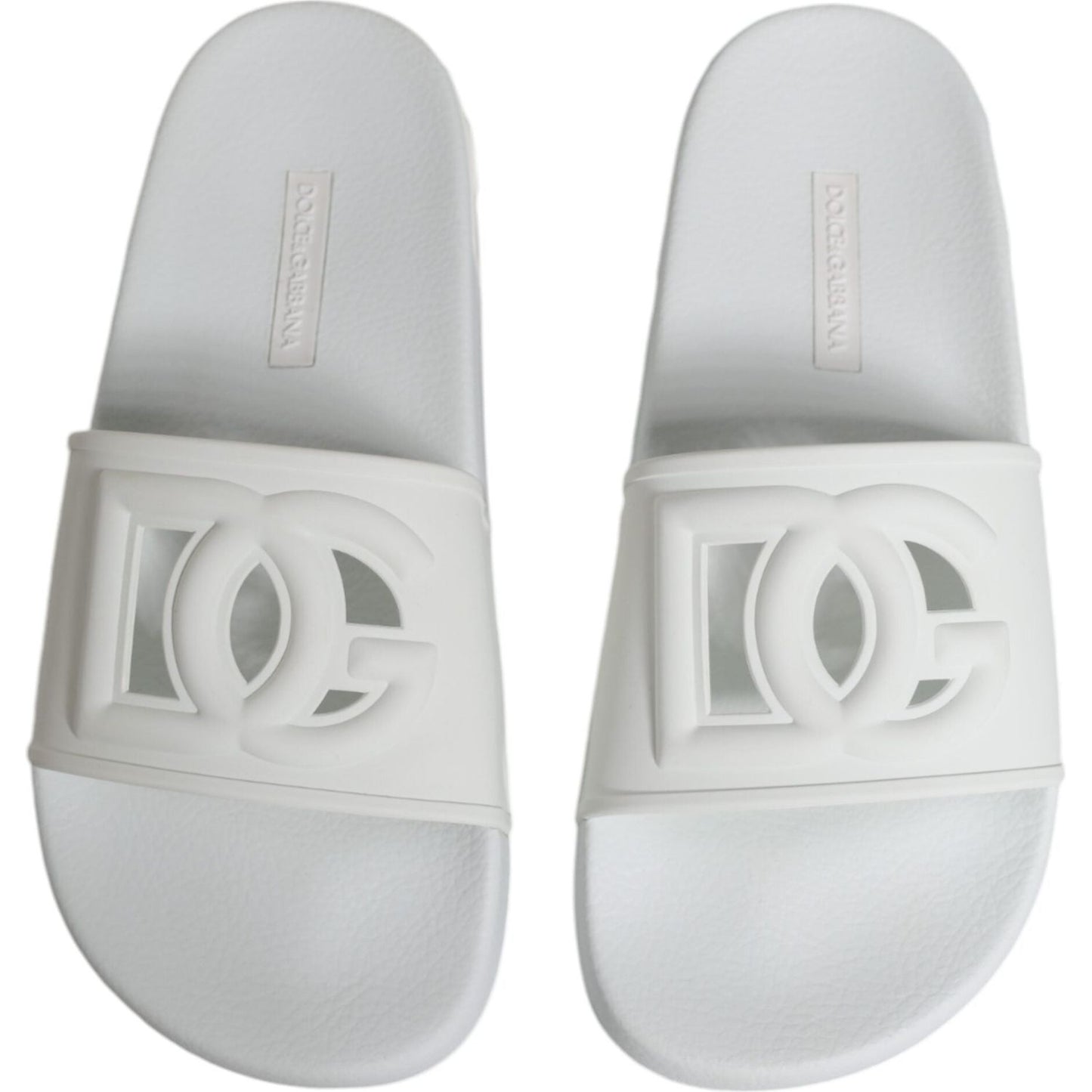 Dolce & Gabbana White Rubber Slides Sandals Beachwear Shoes Dolce & Gabbana Light Gray