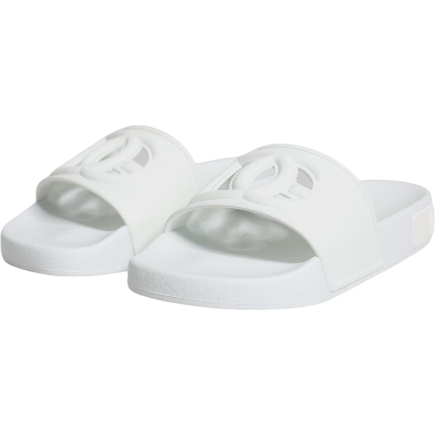 Dolce & Gabbana White Rubber Slides Sandals Beachwear Shoes Dolce & Gabbana Light Gray