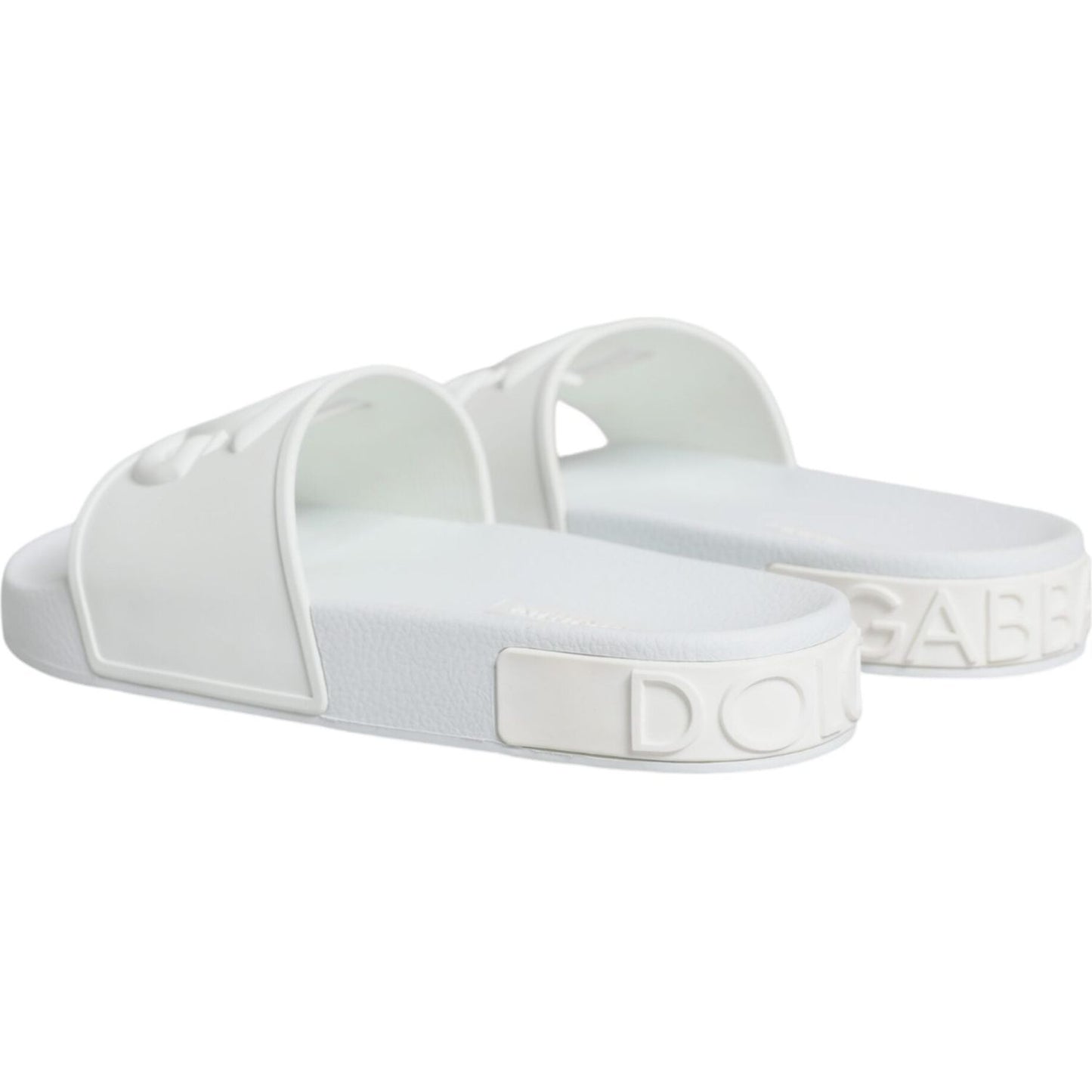 Dolce & Gabbana White Rubber Slides Sandals Beachwear Shoes Dolce & Gabbana Light Gray