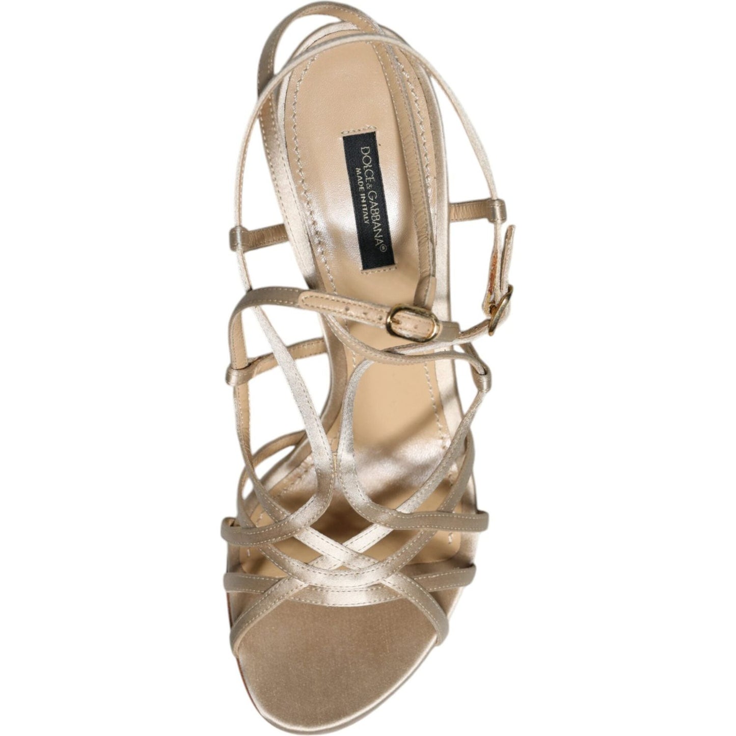 Dolce & Gabbana Beige Leather Stiletto Heels Sandals Shoes Dolce & Gabbana Rosy Brown