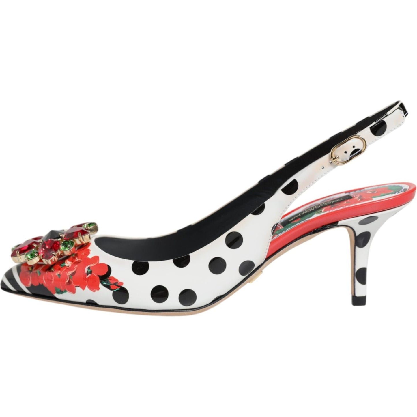 Dolce & Gabbana Multicolor Crystal Heels Slingback Shoes Dolce & Gabbana Light Gray