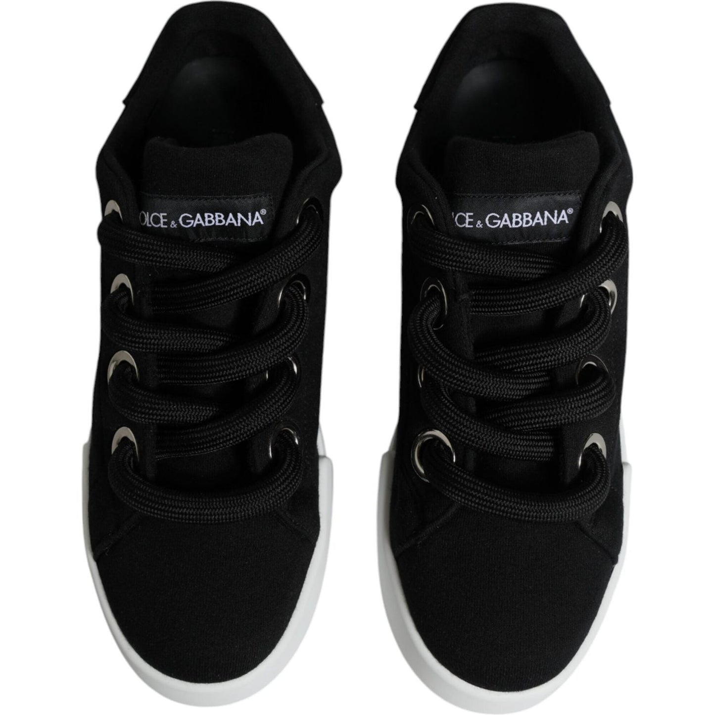 Dolce & Gabbana Black White Portofino Low Top Sneakers Shoes Dolce & Gabbana Black