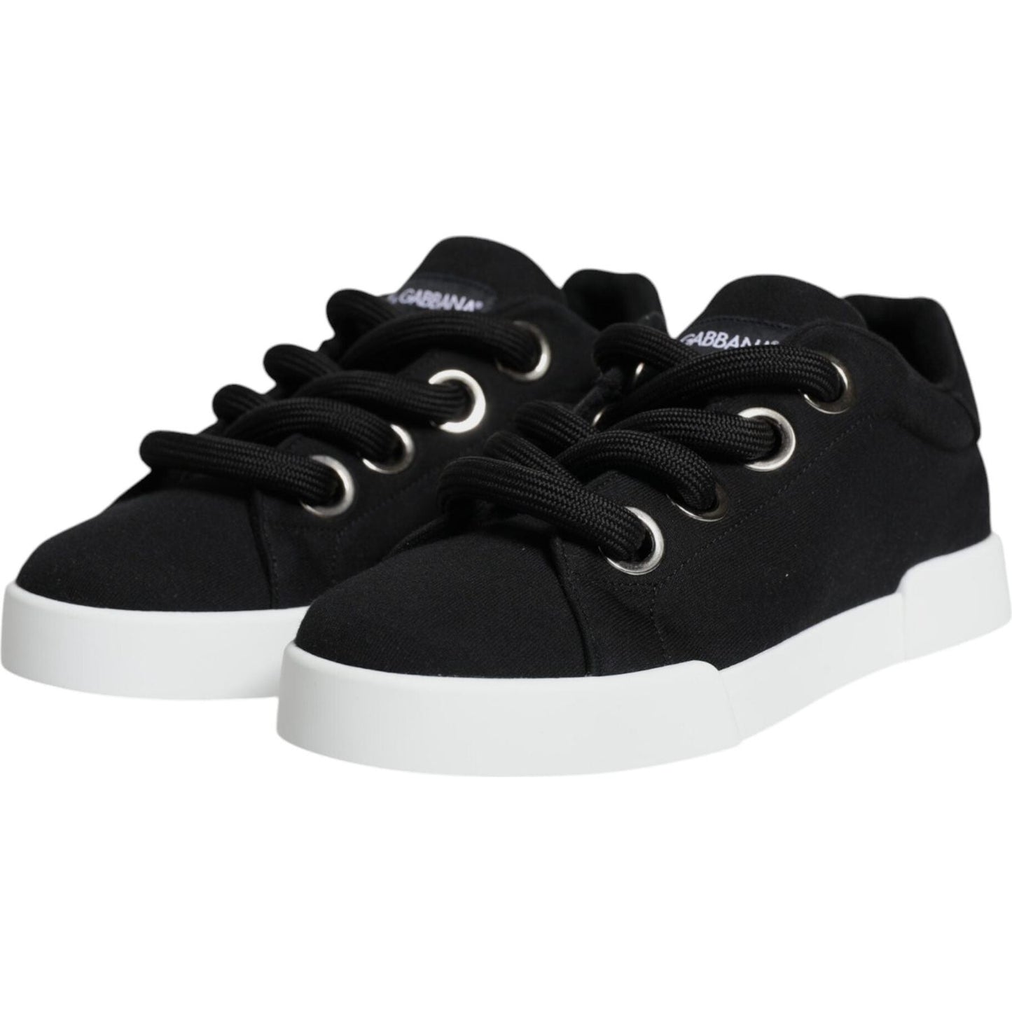 Dolce & Gabbana Black White Portofino Low Top Sneakers Shoes Dolce & Gabbana Light Gray
