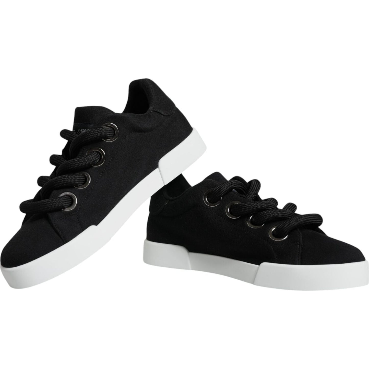 Dolce & Gabbana Black White Portofino Low Top Sneakers Shoes Dolce & Gabbana Black