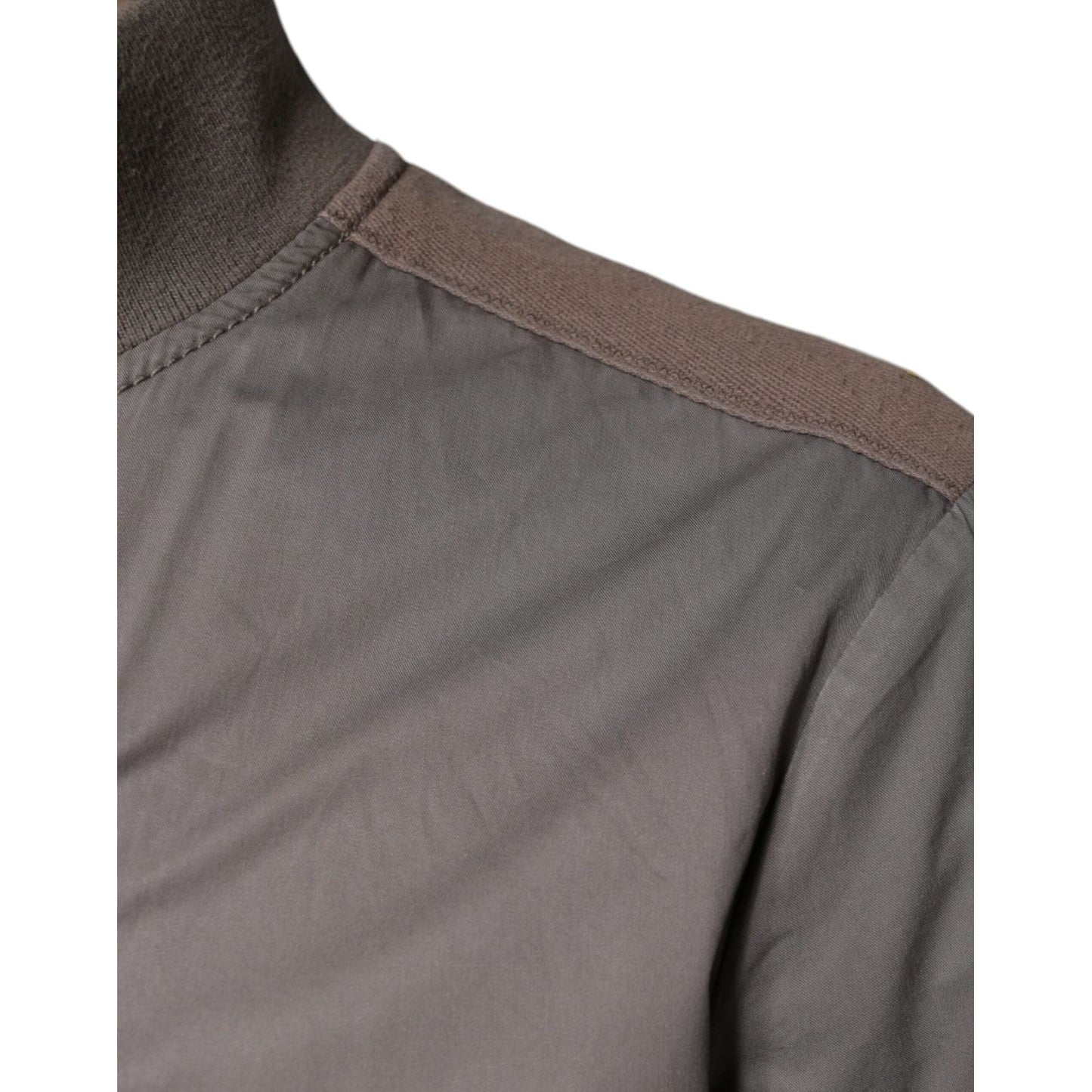 Armani Jeans Brown Cotton Full Zip Bomber Logo Jacket Armani Jeans Dim Gray