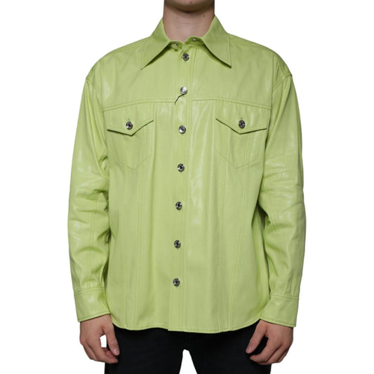 Dolce & Gabbana Green Cotton Collared Men Button Down Shirt