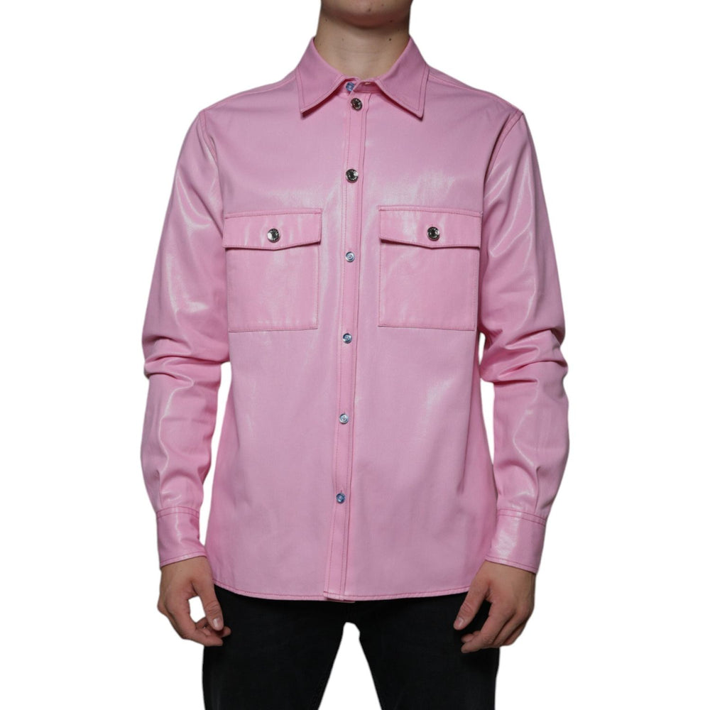 Dolce & Gabbana Pink Cotton Collared Button Down Shirt TSH86584-40