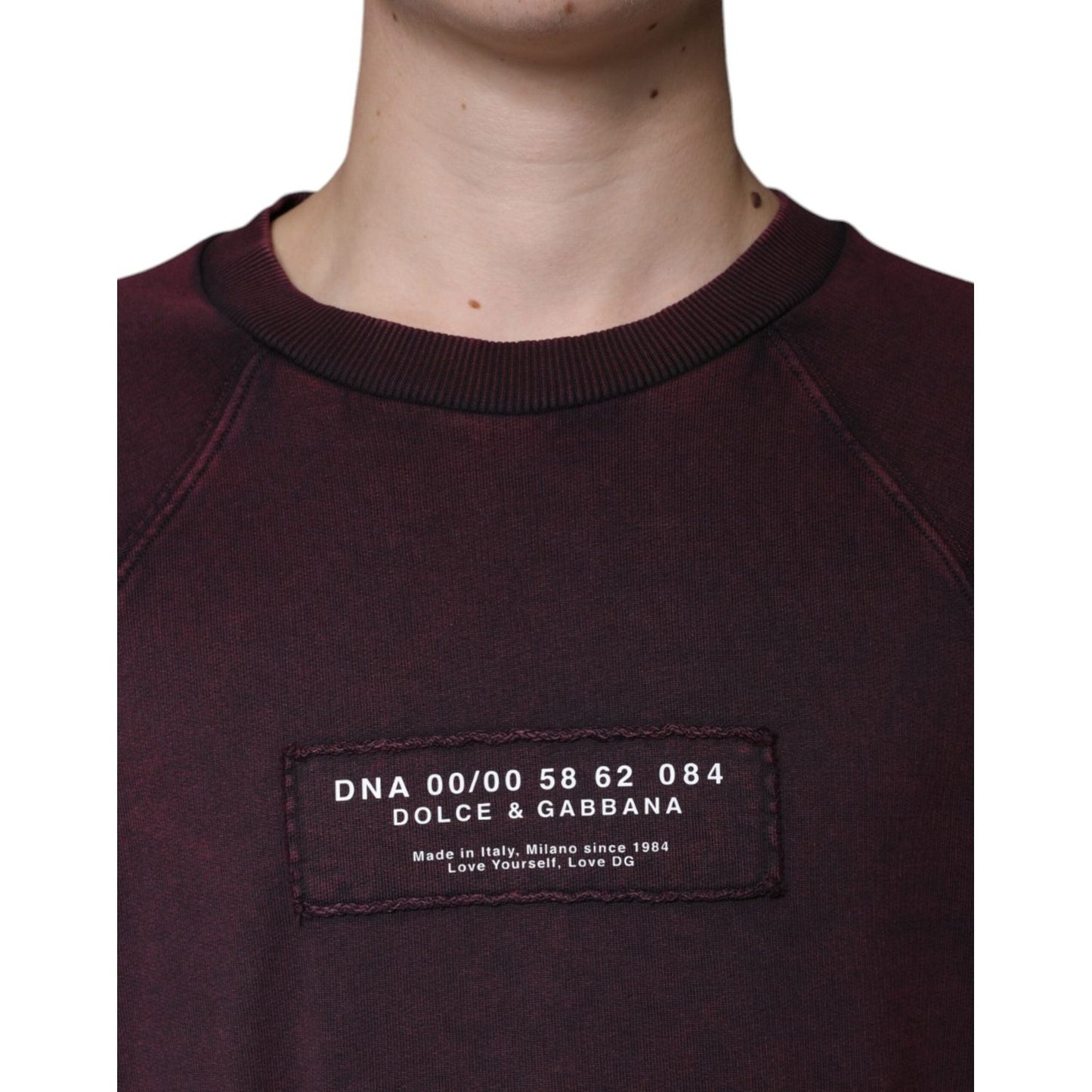 Dolce & Gabbana Maroon Logo Crew Neck Men Sweatshirt Sweater Dolce & Gabbana Dark Slate Gray