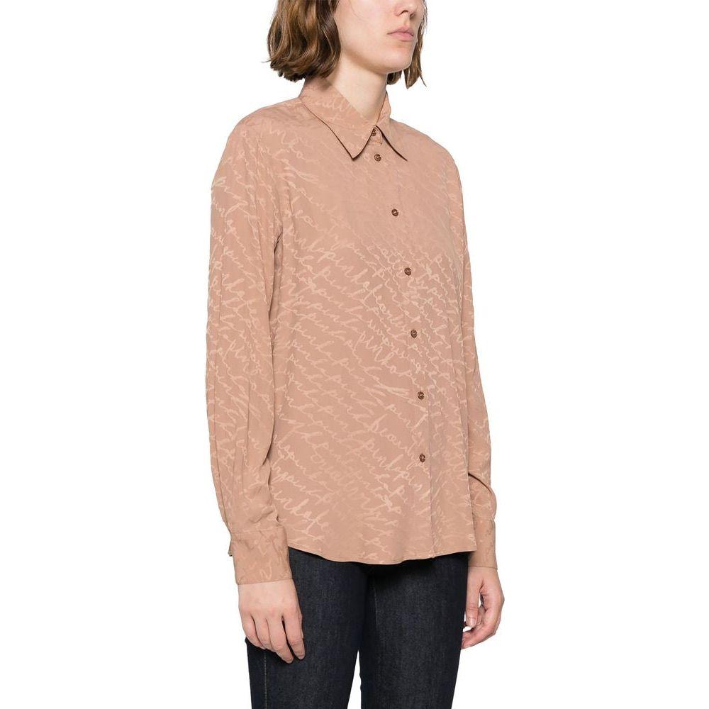 PINKO Beige Acetate Shirt PINKO Tan