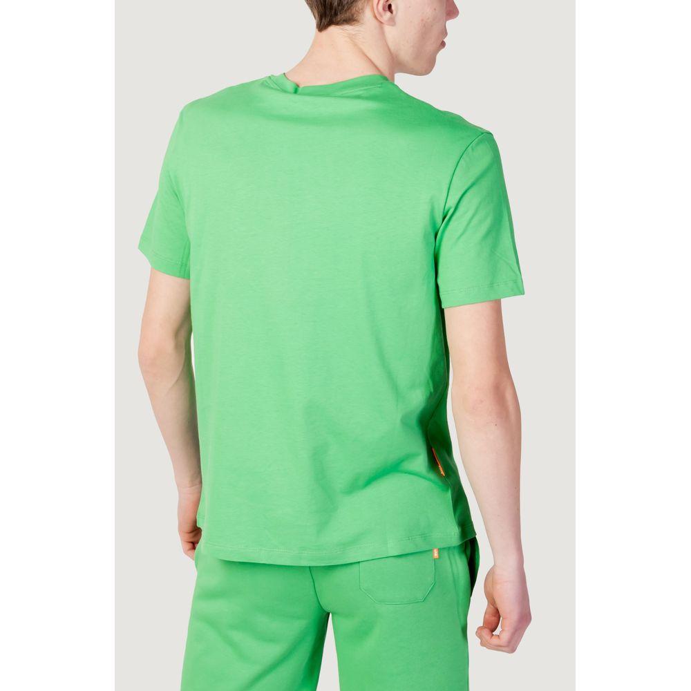 Back view of men's green cotton t-shirt from Suns Spring/Summer collection, 100% cotton, casual wear.