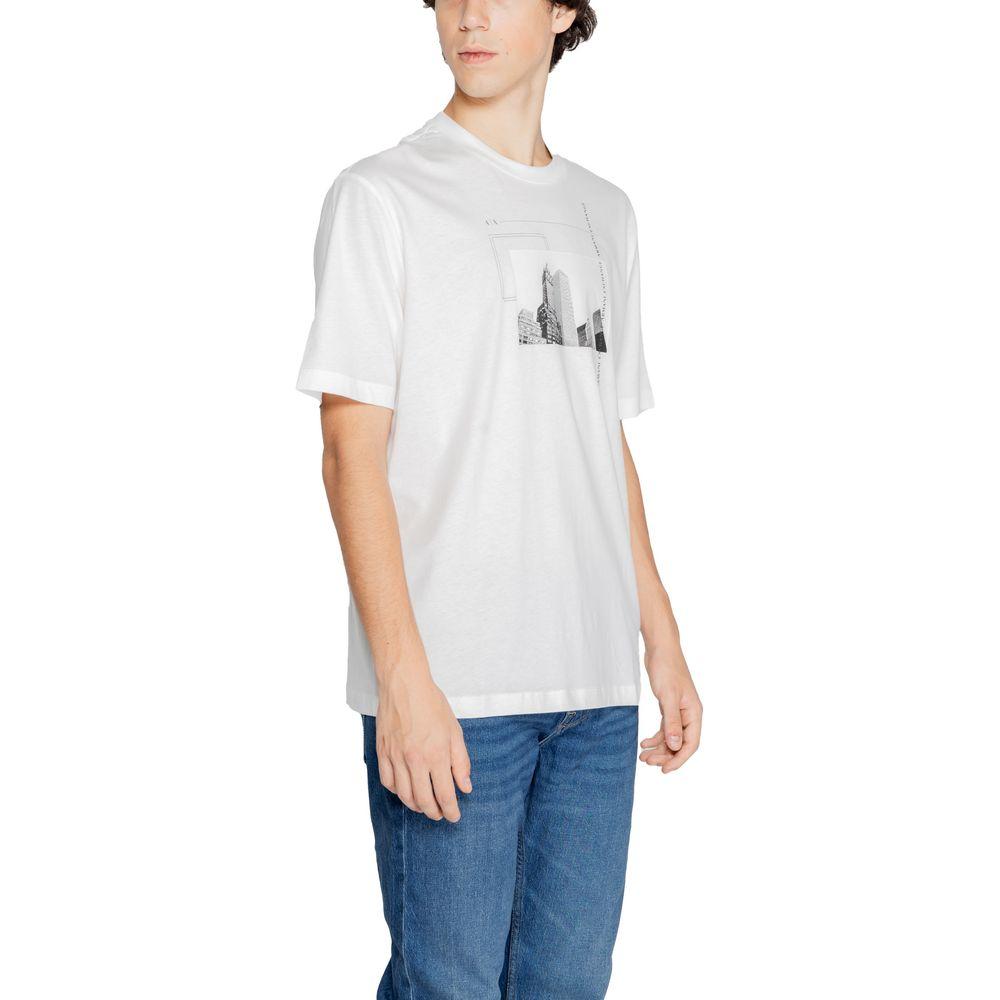 Armani Exchange White Cotton T-Shirt Armani Exchange Dark Slate Blue