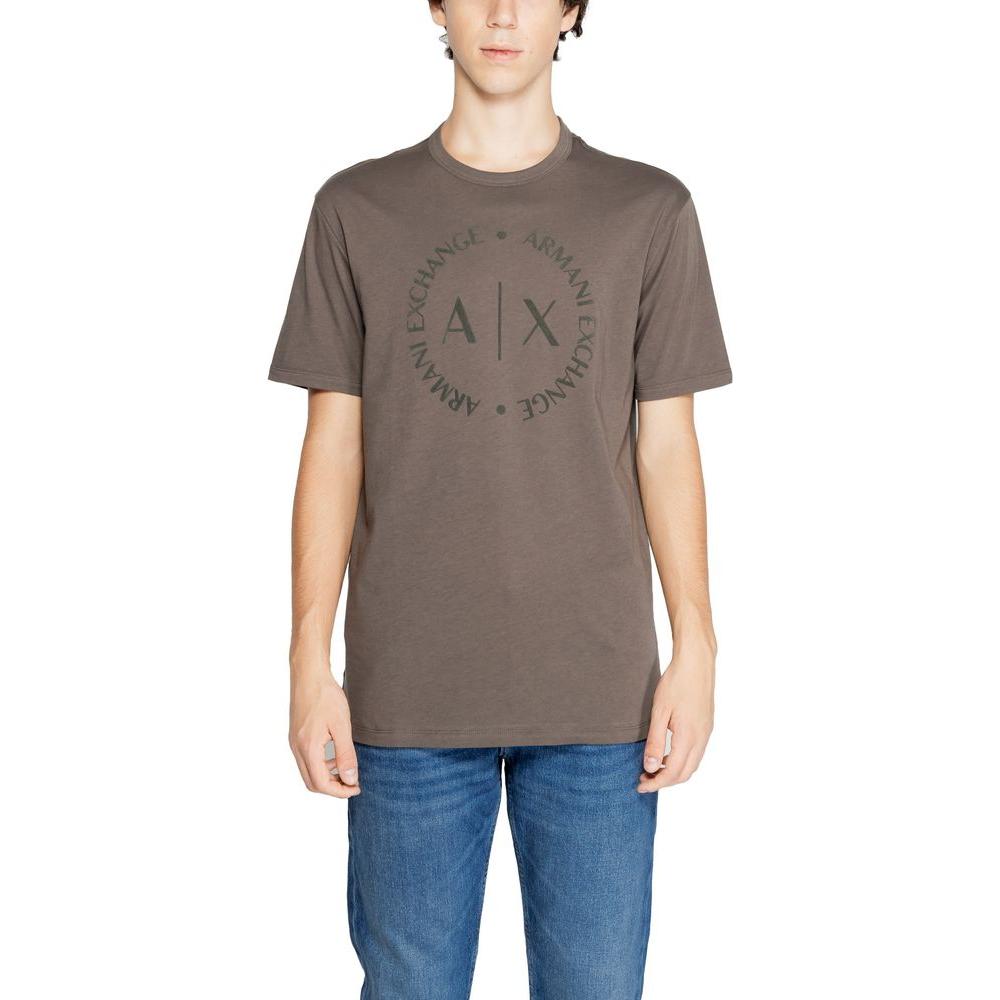 Armani Exchange Brown Cotton T-Shirt Armani Exchange Dim Gray