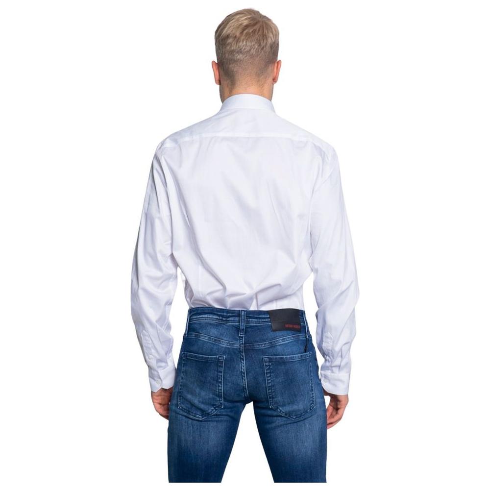 Armani Exchange White Cotton Shirt Armani Exchange Light Gray