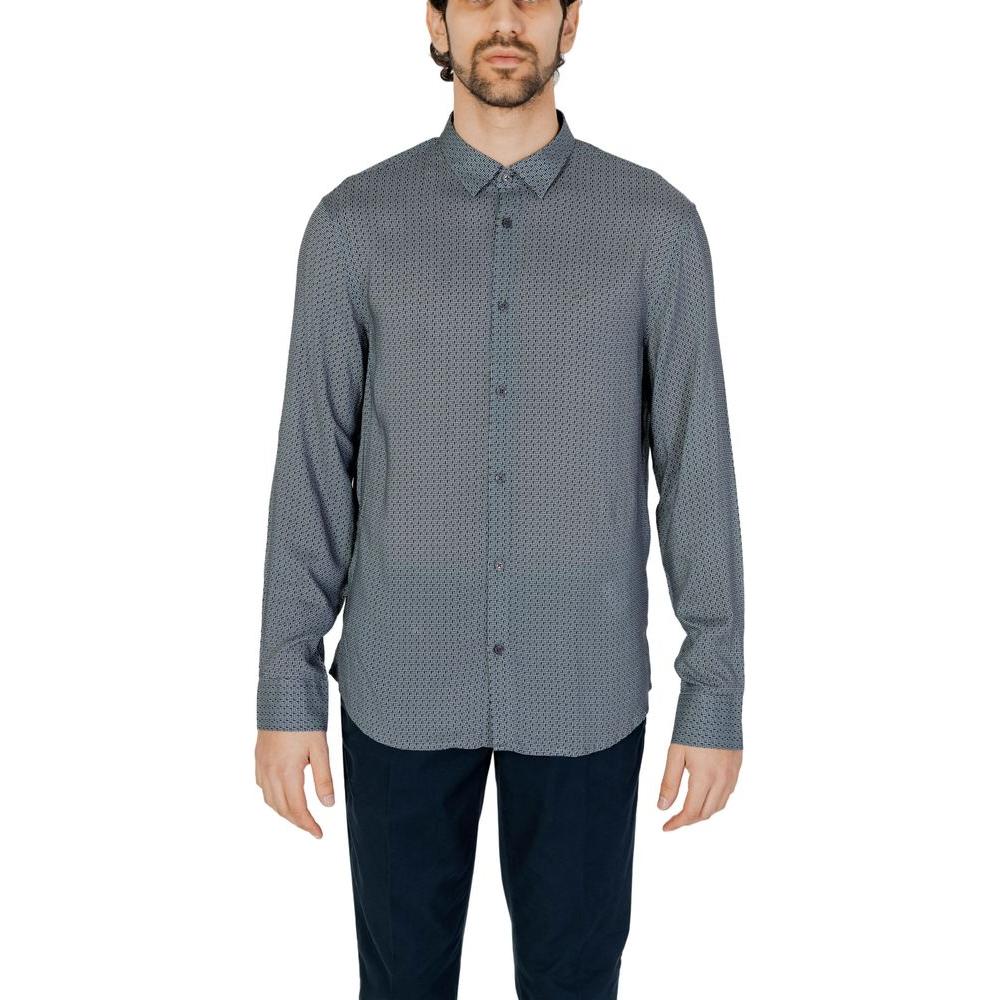 Armani Exchange Gray Viscose Shirt Armani Exchange Dim Gray